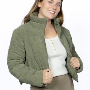Corduroy Zip Up Puffer Jacket