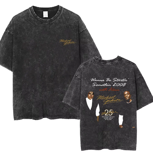 Washed Vintage Michael Jackson Thriller Graphic T-shirt Men Women - Image 4