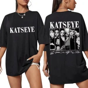Vintage Korean Style Katseye Graphic T Shirts Kpop Fashion Women
